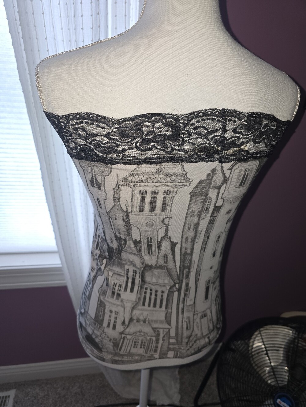 Victorian Cityscape Mini Skirt Tube Top Size Small Goth Steampunk - Picture 3 of 4